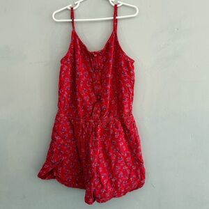 Abercrombie Kids Red Floral Jumpsuit Romper